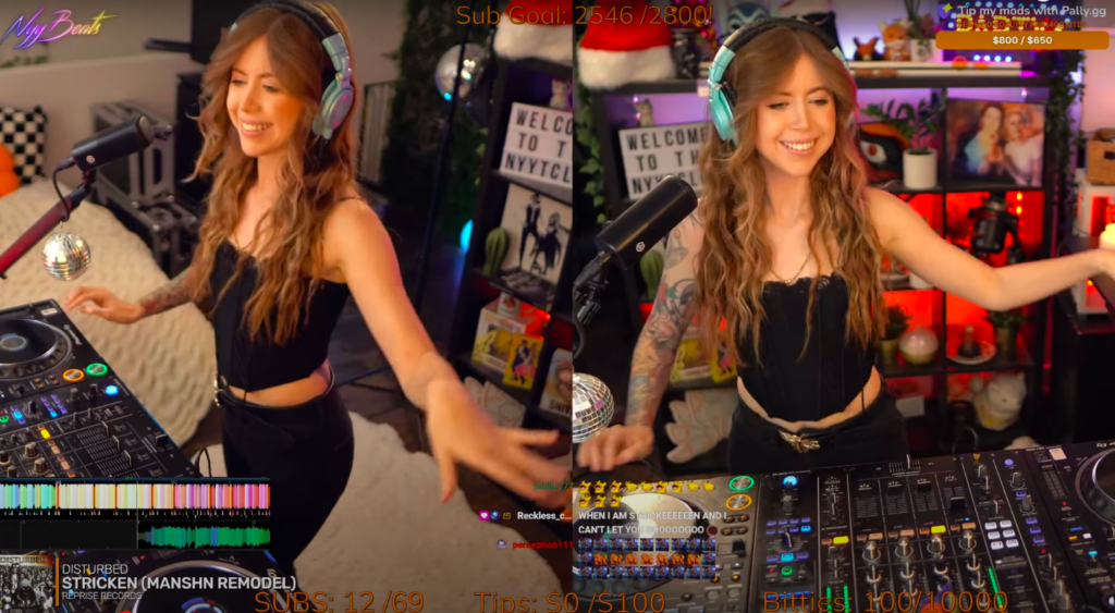 Pictured is a screenshot of @NyyBeats, an avid streamer on Twitch. 